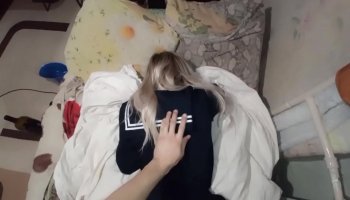 Big Guy gives a big cock for a Busty Teenager